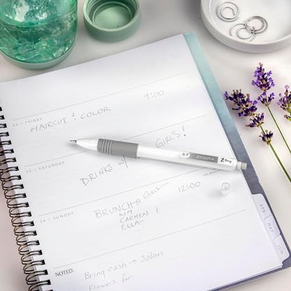 Zebra Pen Z-Grip Mechanical Pencil, 0.7mm #2, White Opaque Barrels, 12-Pack | Latex-Free Grip, Smooth Writing, Comes Pre-Loaded with Lead and Eraser, Refillable, Ideal for School Supplies (50400) - color: White