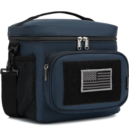 FlowFly Lunch Bag, Insulated Cooler, Thermal Lunch Box Tote with MOLLE/PALS Webbing, Adjustable Padded Shoulder Strap, for Tactical Men Women Adults and Boys Girls Kids (Cyan, Large) - color: Cyan, size: Large