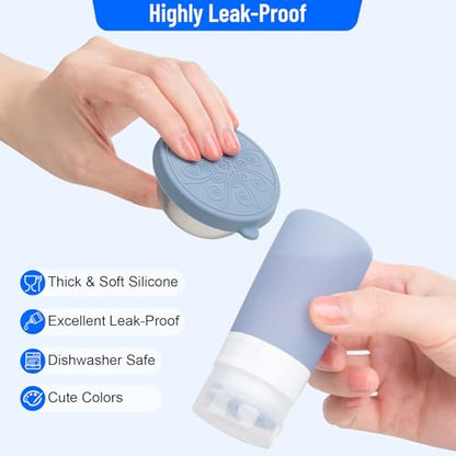 MICEBAY 8-Pack Salad Dressing Container To Go, 2-oz Silicone Small Condiment Squeeze Bottles and 1.6 oz Stainless Steel Sauce Containers Cups, Leakproof Condiment Containers with Lids for Lunch Box - color: Blue, size: 2-oz
