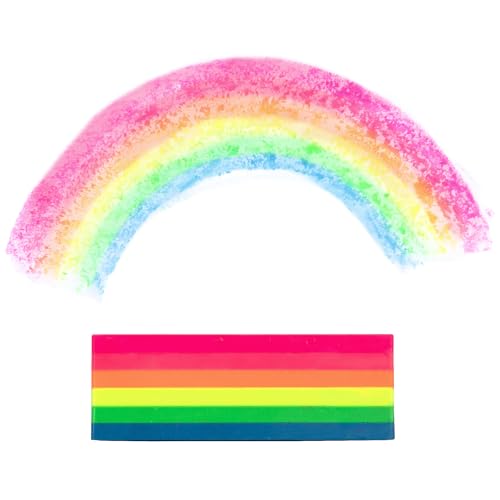 eeBoo: Jumbo Wax Crayon: Rainbow Fluorescent – 6 Vibrant Colors in One Chunky Crayon, 4" x 1.5" x 0.625" Block, Art & Coloring Supplies, Kids Ages 3+