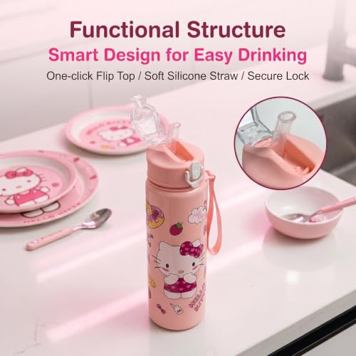 Cartoon Huntrix Water Bottle for Girls, 25oz Leak Proof with Straw Lid, Gifts for Girls (Kitty) - color: Kitty