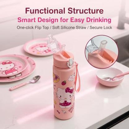 Cartoon Huntrix Water Bottle for Girls, 25oz Leak Proof with Straw Lid, Gifts for Girls (Kitty) - color: Kitty