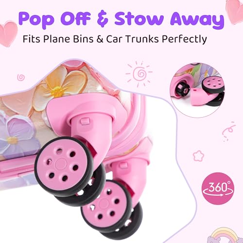 16’’ Kid’s Luggage Set with Spinner Wheels, Hardside with Suitcases,6 Piece | Carry on Luggage, Travel Rolling Luggage Airline Approved Suitcase Set with Spinner Wheels Girls Boys - color: Flower