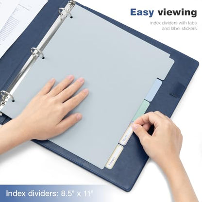 Ospelelf 3 Ring Binder With Clipboard 1 Inch Leather for Letter Size (8.5" x 11"), 5 Tab Dividers Office Supply, Dark Blue - color: Dark Blue, size: Letter Size - 1 Inch
