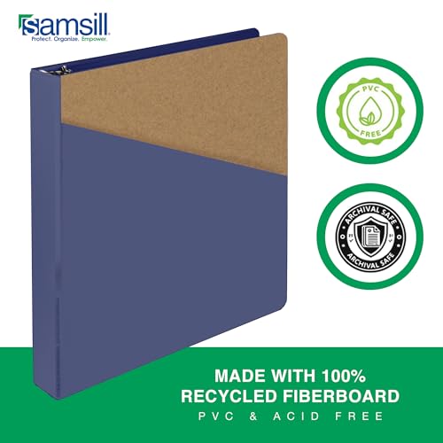Samsill Durable 1 Inch Binder, D Ring Binder, Customizable Clear View Cover, Midnight Blue, Holds 225 Pages - color: Blueberry, size: 1 Pack, style: 1 Inch