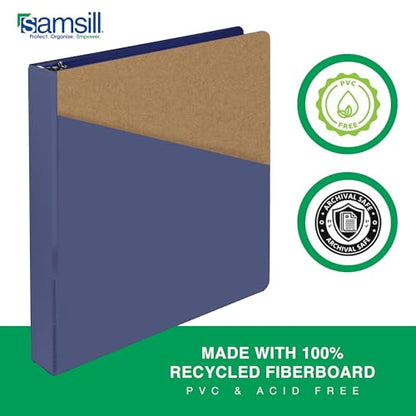 Samsill Durable 1 Inch Binder, D Ring Binder, Customizable Clear View Cover, Midnight Blue, Holds 225 Pages - color: Blueberry, size: 1 Pack, style: 1 Inch