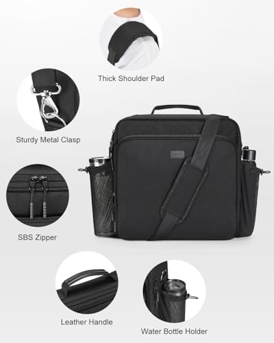 3 Inch 3-Ring Zipper Binder with Water Bottle Holder and Handle | D-Ring Zip Up Binder with Shoulder Strap, 700 Sheet Capacity, Compatible with 13" MacBook/Tablet, for School, Office, Black - color: Black
