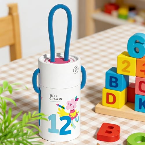 Washable Crayons 12 Pieces – Twistable No Sharpen, Easy Hold Kids Classroom, Kindergarten Home Travel Back School | Kids Classroom Kindergarten Home Travel Back School Party Favors Stocking Stuffer