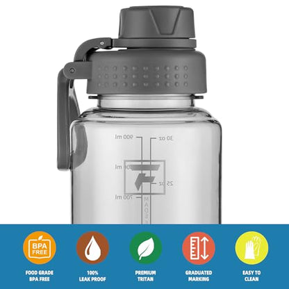 Fanhaw 32 oz Clear BPA-Free Tritan Water Bottle with Fast-Flow Spout Lid, BPA-Free & Leak-Proof Wide-Mouth Reusable Bottle for Gym, School & Office, Back to School Essentials (Gray) - color: Gray, style: 32 Ounces