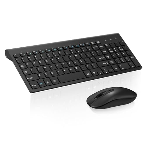cimetech EasyTyping KF10 Wireless Keyboard and Mouse Combo, [Silent Scissor Switch Keys][Labor-Saving Keys]Ultra Slim Wireless Computer Keyboard and Mouse, Easy Setup for PC/Laptop/Mac/Windows - Black - color: Black Black