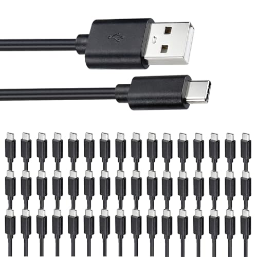 Smays USB C Cable Bulk 50-Pack, Type C Charger Cord 3.3ft Multipack - color: Black