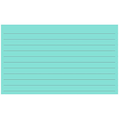 Colonial Cards: 150 Color Cardstock 3" x 5" Index Cards, Aqua, Lined Landscape Format - color: aqua