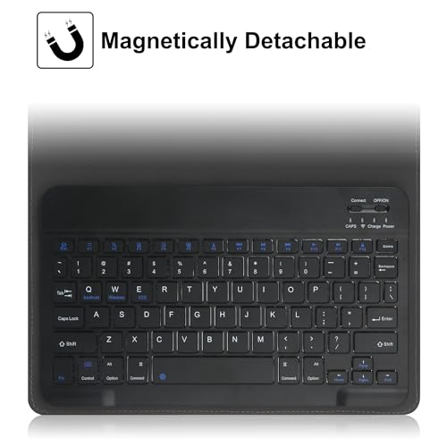 9",9.7",10.1",10.5",10.9",11" Tablet Universal Case with Keyboard, Case with Removable Wireless Bluetooth Keyboard & Pen Holder for iPad, Galaxy and Other 9-11 inch Tablet