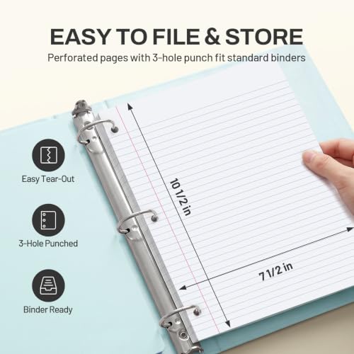 SUNEE Spiral Notebook, 1-Subject, College Ruled Paper, 8" x 10-1/2", 100 Sheets per Notebook, 3-Hole Punched Paper, Water Resistant Cover, Double-sided Pockets, Spiral Lined Notebooks for Work, Black - color: Black