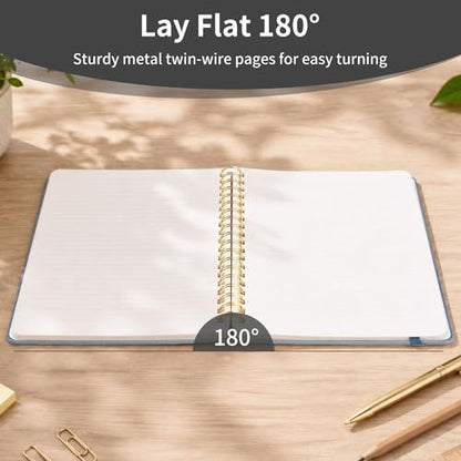 Spiral Notebook - 7.24" x 10" College Ruled Journal with Inner Pockets and 180 Pages, PU Leather Cover Business Journal, Twin-Wire Binding Notebook Perfect for Office & Home School Supplies Black - color: 002-Black-1pack, size: B5-180 pages