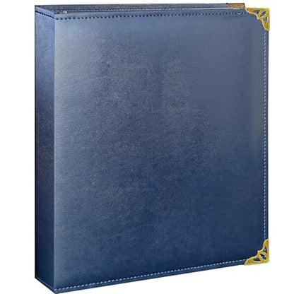 Oversized 1 Inch D-Ring 3 Ring Binder, Faux Leather, Blue | Faux leather inside and out; fits 8.5 x 11 paper, sheet protectors, dividers, recipes, certificates, and files. - color: Blue, size: 1 Inch