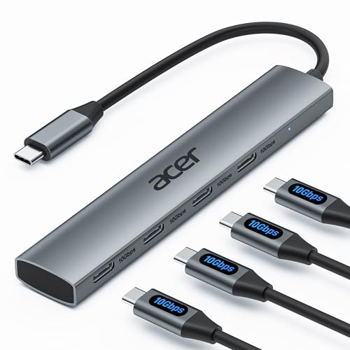 Acer USB C Hub, 10Gbps Type C Splitter with 4 USBC 3.2 Port, High Speed Type C Multiport Adapter for iPad MacBook Pro, iPhone 16/15, Surface Pro and More【Not Support Monitor or Charging】 - size: C4C