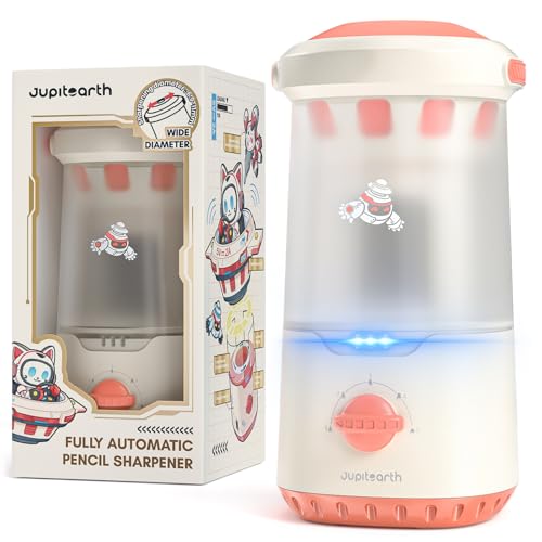 JUPITEARTH Electric Pencil Sharpener for Classroom, Auto in & Out, Pink | Back to School Fully Automatic Pencil Sharpener Fits 6.9-11mm Colored/Jumbo Pencils, Cordless Rechargeable Sharpener for Home - color: Pink