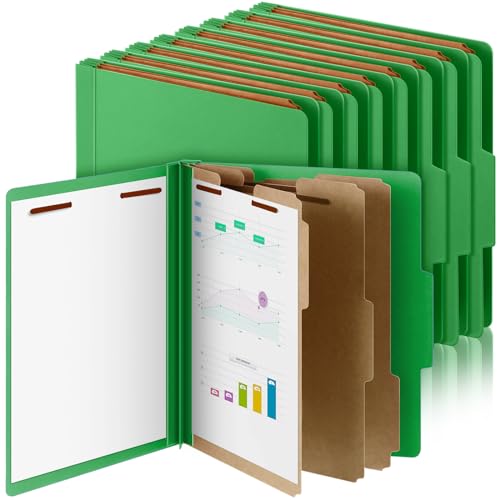 Skyygemm 24 Pcs Back to School Classification Folder Letter Size, 3 Divider Pressboard File Folder with Fastener, Expanding File Organizer Bulk for Teacher, Office Employee, Coworker, Staff (Green) - color: Green