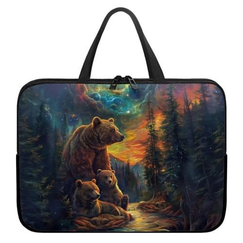 Computer Shoulder Bags for Laptops Laptop Briefcases Casual Business Briefcase - color: Bear Print, size: 10inch