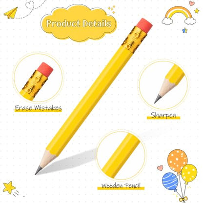 Outus 72 Pieces Golf Pencils Half Pencils with Eraser Mini Bulk Short #2 HB Pre Sharpened for Bridal Shower Wedding Office(Pale Yellow) - color: Pale Yellow