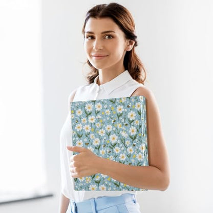 Mini Bee Daisy 3 Ring Binder 1.5 Inch Binder with Clipboard PVC Pockets Fits 8.5 x 11 Inch Paper Holds 200 Sheets for School and Office Supplies