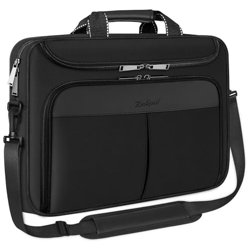 15.6-16.2 Inch Laptop Briefcase with Reinforced Shoulder Strap | Waterproof Messenger Bag for Men with Padded Handle, Business Travel Laptop Bag Compatible with Macbook Pro 16 inch - size: 15.6"-16"