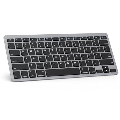 OMOTON Ultra-Slim Bluetooth Keyboard for iPad 11th/10th/9th/8th/7th, iPad Pro/Air/Mini and iPhone Series, Wireless iOS Keyboard with 12 Multimedia Keys for Office, Home, Travel, School, Black Grey - color: Black Grey