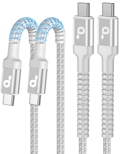 USB C to C Cable 3A Fast Charging [2 Pack, 6FT] USB Type C Cable Upgraded Extra Durable Braided USBC Cord iPhone USB C Charger for iPhone 17/16/15/Pro Max/Samsung Galaxy S23/LG and More-Silver - color: Silver, size: 6FT, style: USB C to USB C