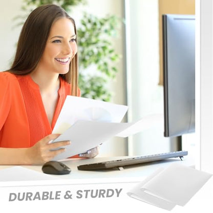 Lincia 100 Pcs Plastic Folders with Pockets and Prong Folders with Prongs 2 Pockets for Office, School for Students, Teachers, Office Workers(White) - color: White