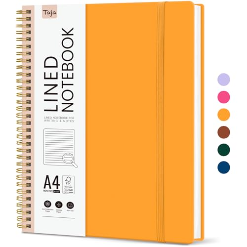 Taja Spiral Lined Notebook, 8.5"x11" Notebooks for Work, Large A4 Journal for Women & Men, College Ruled Journaling Notebook for Writing, Plastic Cover Spiral Journal, Yellow - color: N - Yellow, style: A - Lined（1Pack）