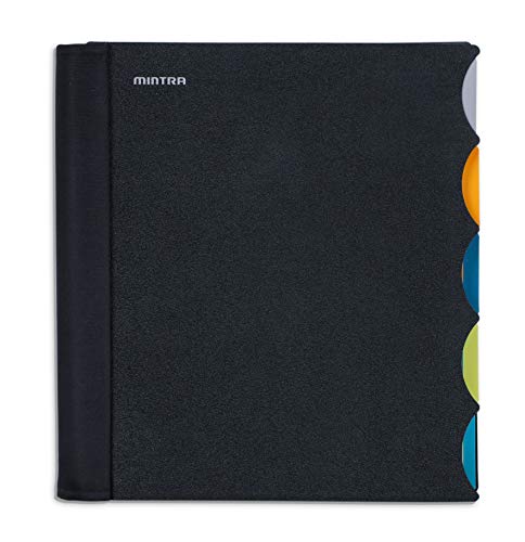 Mintra Office Durable PREMIUM Spiral Notebook, ((Black, 5 Subject, 8.5in x 11in)), Fabric Covered Coils, No Snags, Removable Adjustable Pocket Dividers, Ruler, Organization, Customizable - color: Black, size: 5 Subject (8.5in x 11in)