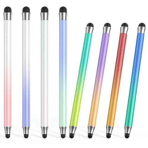 Stylus (8Pcs), 2 in 1 Stylus Pen for Touchscreen, High Precision and Sensitivity Double Rubber Tips, Compatible with iPad/iPhone/Samsung/Android Tablets and Other Capacitive Touch Screen (Multicolor) - color: Multicolor