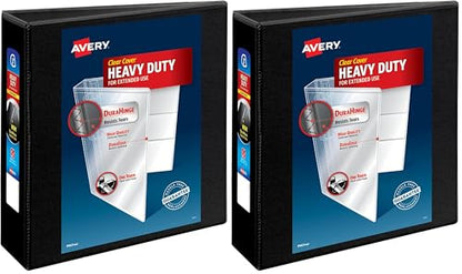 Avery Heavy-Duty View 3 Ring Binder, 3 Inch One Touch Slant Rings, 3.5" Spine,Black Binder (79100)(Pack of 2) - size: One Size (Pack of 2)