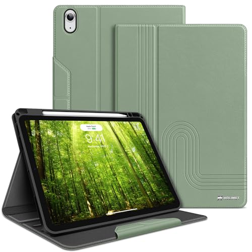 H HOLIMET Case for iPad Air 11 inch 2026 M4/M3 2025/2024 M2 iPad Air 5th Generation 2022/iPad Air 4th Generation 2020 10.9 Inch with Pencil Holder Shockproof Protective Cover Vegan Leather - color: Green 2nd