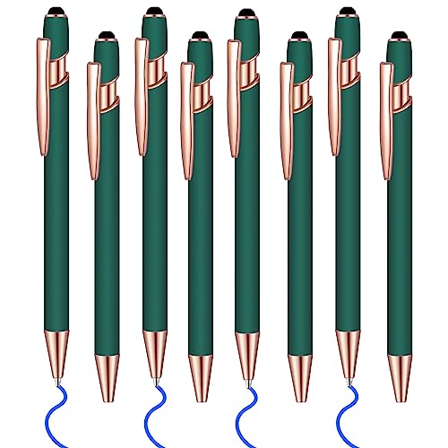 8 Pcs Blue Ink Ballpoint Pen with Stylus Tip 2 in 1 Stylus Ballpoint Pen Metal Pens Stylus Pen for Touch Screens School Office Coworkers (Green Rose Gold) - color: Green Rose Gold