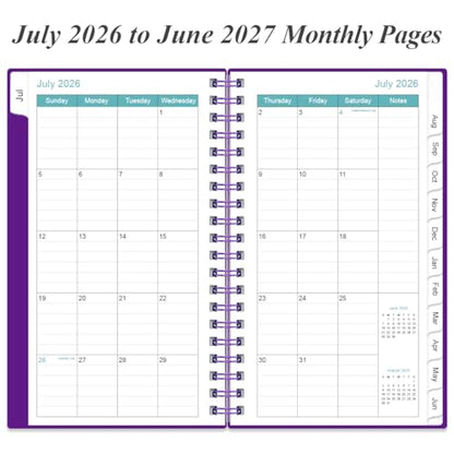 2026-2027 Pocket Planner/Calendar - 2026-2027 Planner from July 2026 - June 2027, Planner 26-27 with 12 Tabs, Twin-Wire Binding, Inner Pocket, 3.75" x 6.75, Purple - color: Purple, size: 3.75" x 6.75"
