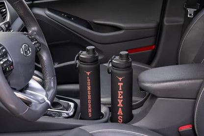 Texas Water Bottle - Black Double Walled Stainless Steel 24 oz Keeps Drinks Cold or Hot - color: Texas Longhorns - Black