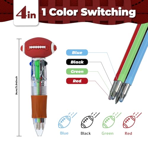 Football Party Favors Football Pens Mini Multicolor Pen in One Cute Fun 4-in-1 Pens Bulk Cool Ballpoint Pens for Birthday Gifts Teacher Supplies (Football, 12) - style: Football