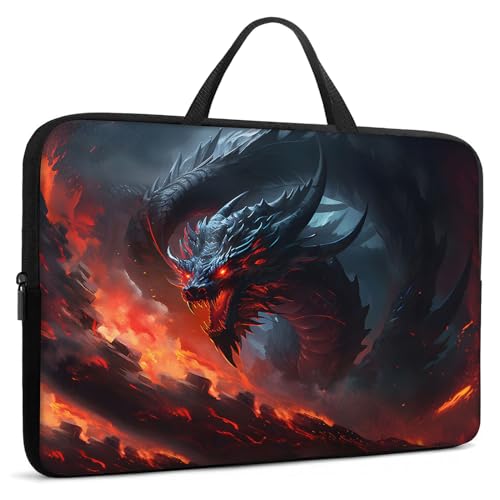 Laptop Sleeve Bag with Handle Computer Protective Soft Cover Case for 14 Inch 13 Inch Laptop,Fire Dragon - color: Fire Dragon