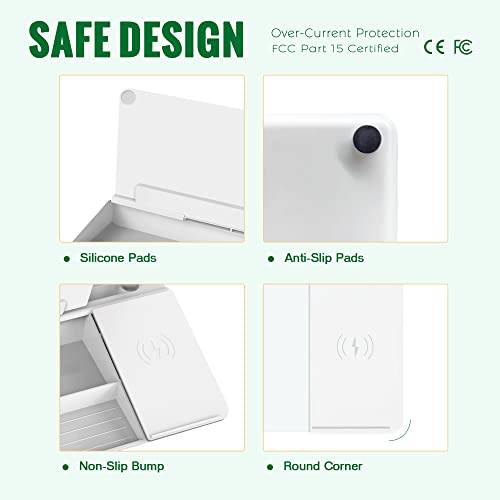 SELEAD Desktop Glass Whiteboard with Wireless Charger Station, Dry Erase Board Computer Pad Keyboard Stand with Organizer Drawer for Home, School, Office Desk Accessories, White - color: White Charger
