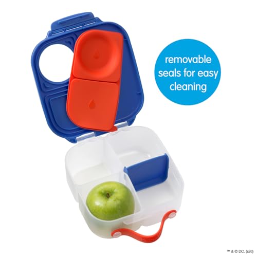 b.box Superman Mini Lunch Box Kids | 4.25 Cup Leak Proof Bento Box for Kids Ages 3+ | 3 Compartment Snack Containers, School Lunch Container, Dishwasher Safe, BPA-Free, PFAS-Free - color: Superman, size: 1-pack