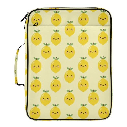 Zipper Binder Case with Handle, Portfolio Organizer 3 Ring Binder, Accordion 6-Tab Expanding File Folder Multiple Pockets Home School Office Documents Storage, Cute Cartoon Lemon - color: Multicolor 5