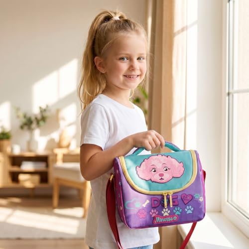 Insulated Lunch Bag for Kids Soft Bag Washable with Strap Reusable Toddler Lunch box School Supplies Food Carrier Snacks Picnic(Multi) - color: Dog