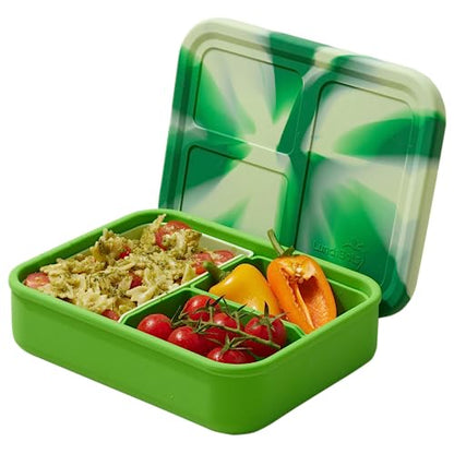 LunchBots Build -a- Bento Lunch Box, Silicone Bento Box for Kids, Multi-Compartment Lunch Container, Oven & Dishwasher Safe, BPA Free, 32 oz - Tie Dye Green - color: Tie Dye Green