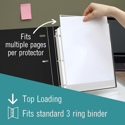 Heavy Duty Sheet Protectors for 3 Ring Binder, 50 Count Clear Page Protectors, Top Loading Plastic Sleeves 8.5 x 11 inch (Heavy Duty, 50) - size: Heavy Duty, 50 Count
