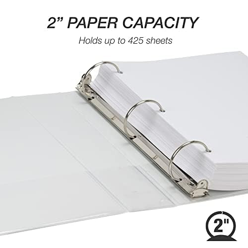 Samsill 2 Inch 3 Ring Binders, Economy Round Ring, Clear View Cover, 425 Sheet Capacity - for School, Home, Office - White, 4 Pack - color: White, size: 4-Pack, style: 2-Inch