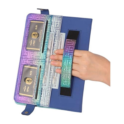 Shiny Case for iPad mini 5/4/3/2/1, Mini 7.9" Handbag Case, Techcircle Iridescent PU Leather Folio Envelope Pocket Stand Cover with Hand Strap+Shoulder Strap+Pencil Holder+Card Slots, Shiny Indigo - color: 03 Shiny Indigo, size: iPad Mini 5/4/3/2/1 7.9"