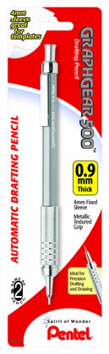 Pentel Graph Gear 500 Automatic Drafting Pencil, 0.9mm, Gray Barrel, 1 Pack (PG529BP) - style: 0.9mm