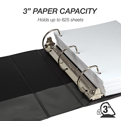 Samsill Durable 3 inch 3 Ring Binder, D Ring Binder, 100% Recycled Chipboard, Black - color: Black, size: 1 Pack, style: 3 Inch